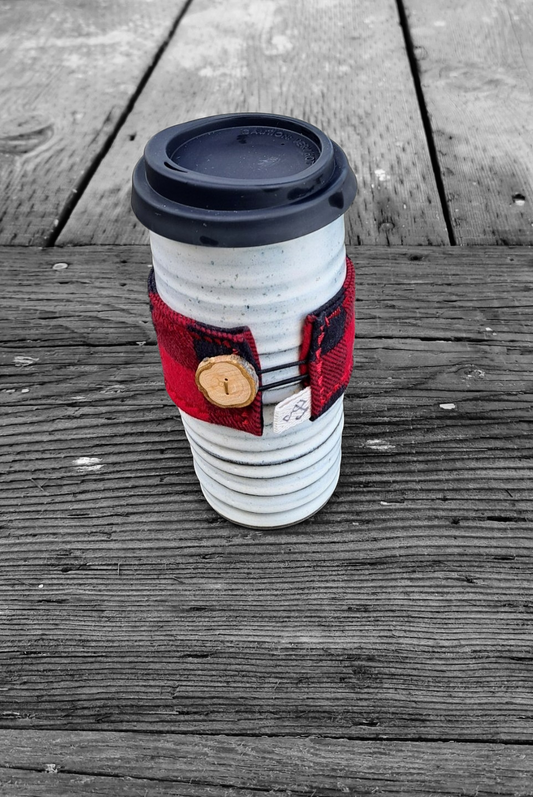 Holiday Ivory Travel Mug w/ Reusable Sleeve